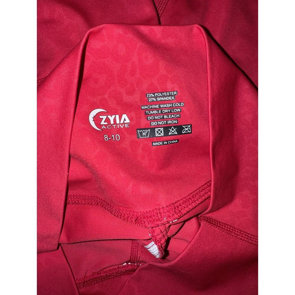 Zyia Light n Tight cross front red leopard booty lifting leggings size 8/10 - Picture 10 of 10